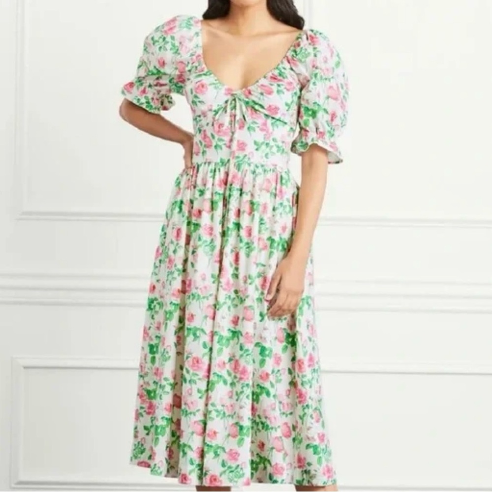 Hill House Pink and Green Puff Sleeve Sundress